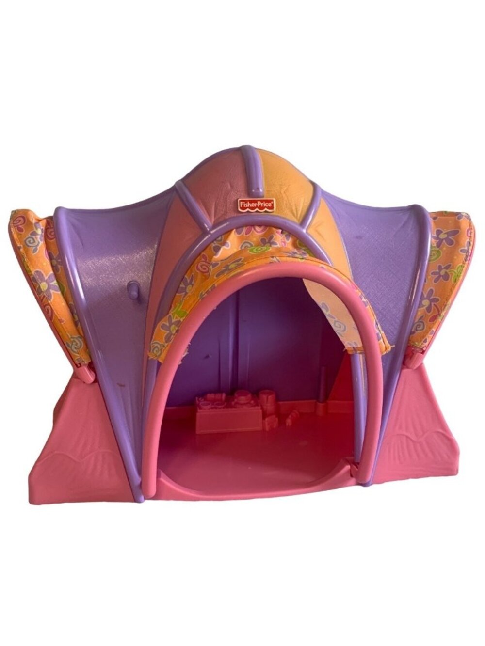 Fisher Price Loving Family Camping Tent Dollhouse Pink Violet Floral Plastic Fun